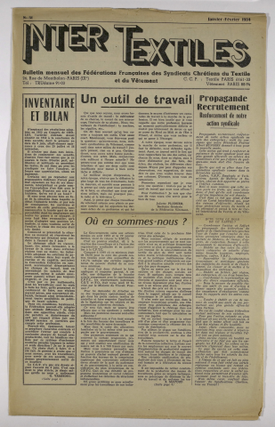 Intertextile n°51, janvier 1954