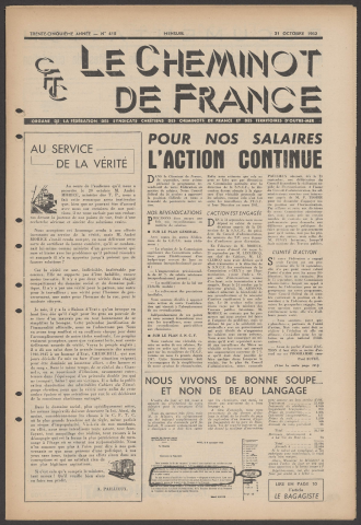 Cheminot de France n°415, octobre 1952