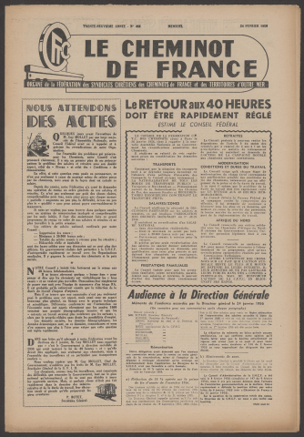 Cheminot de France n°455, février 1956