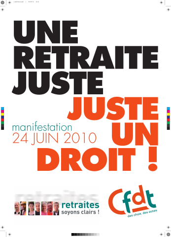 Une retraite juste, juste un droit ! Manifestation, 24 juin 2010.