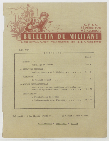 n°7-61 ou n°114, août 1961