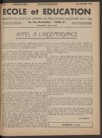 n°81, 26 janvier 1951