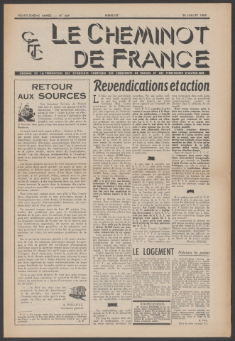 Cheminot de France n°424, juillet 1953