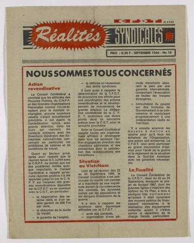 Réalités syndicales n°16 de septembre 1966